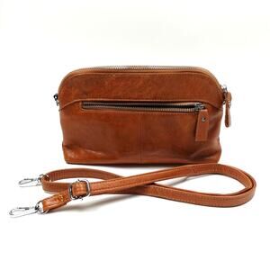 Lecxci Beautifully Aged Two Tone Leather Crossbody Bag Unique Hardware Timeless
